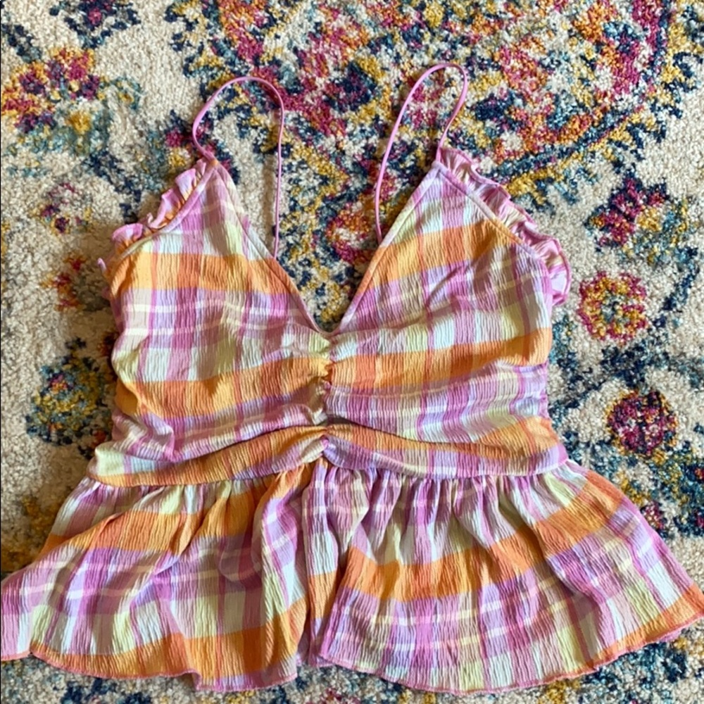 Pink plaid urban outfitters tank